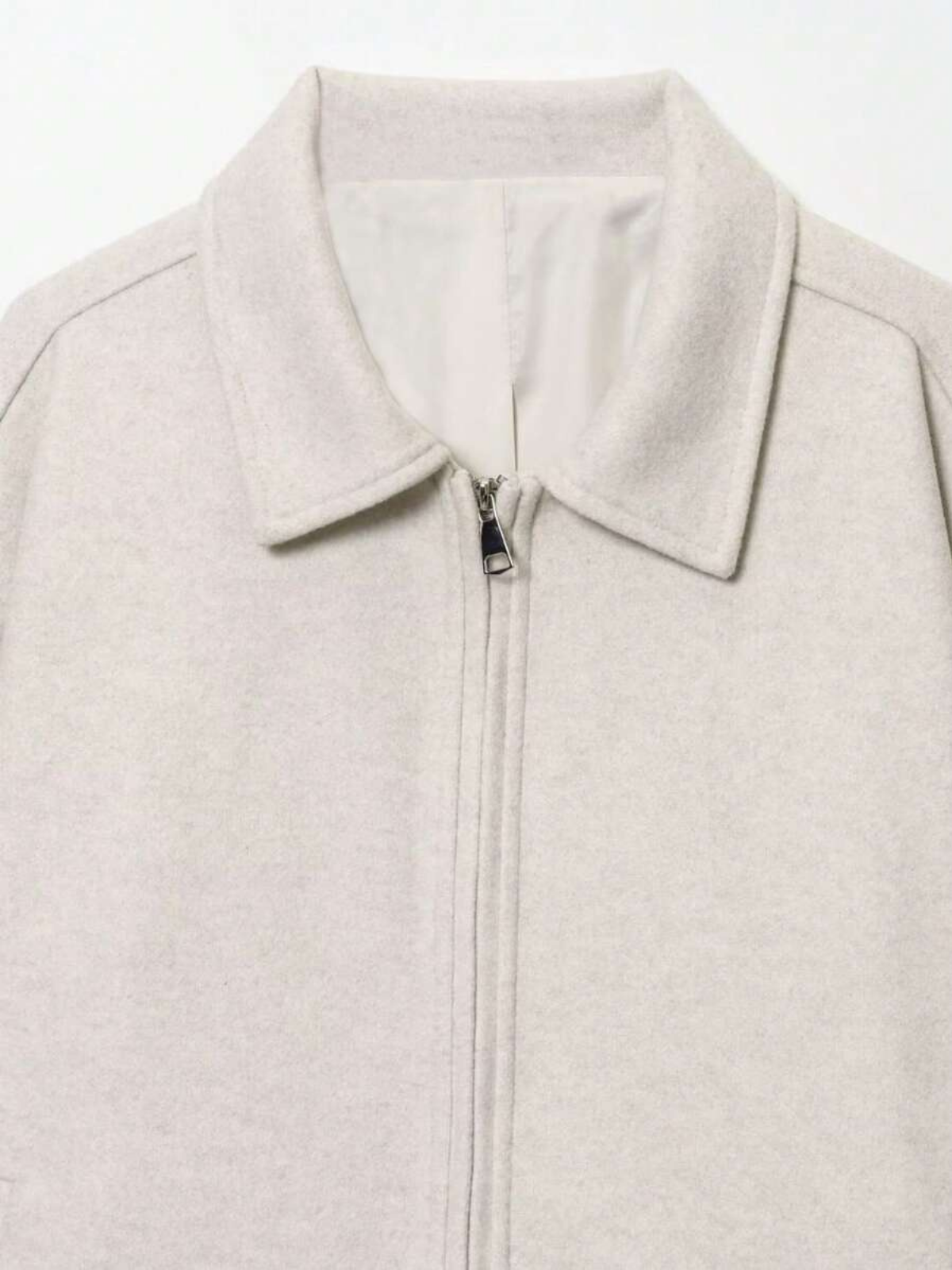 Autumn Minimalist Wool Blend Zip Lapel Jacket