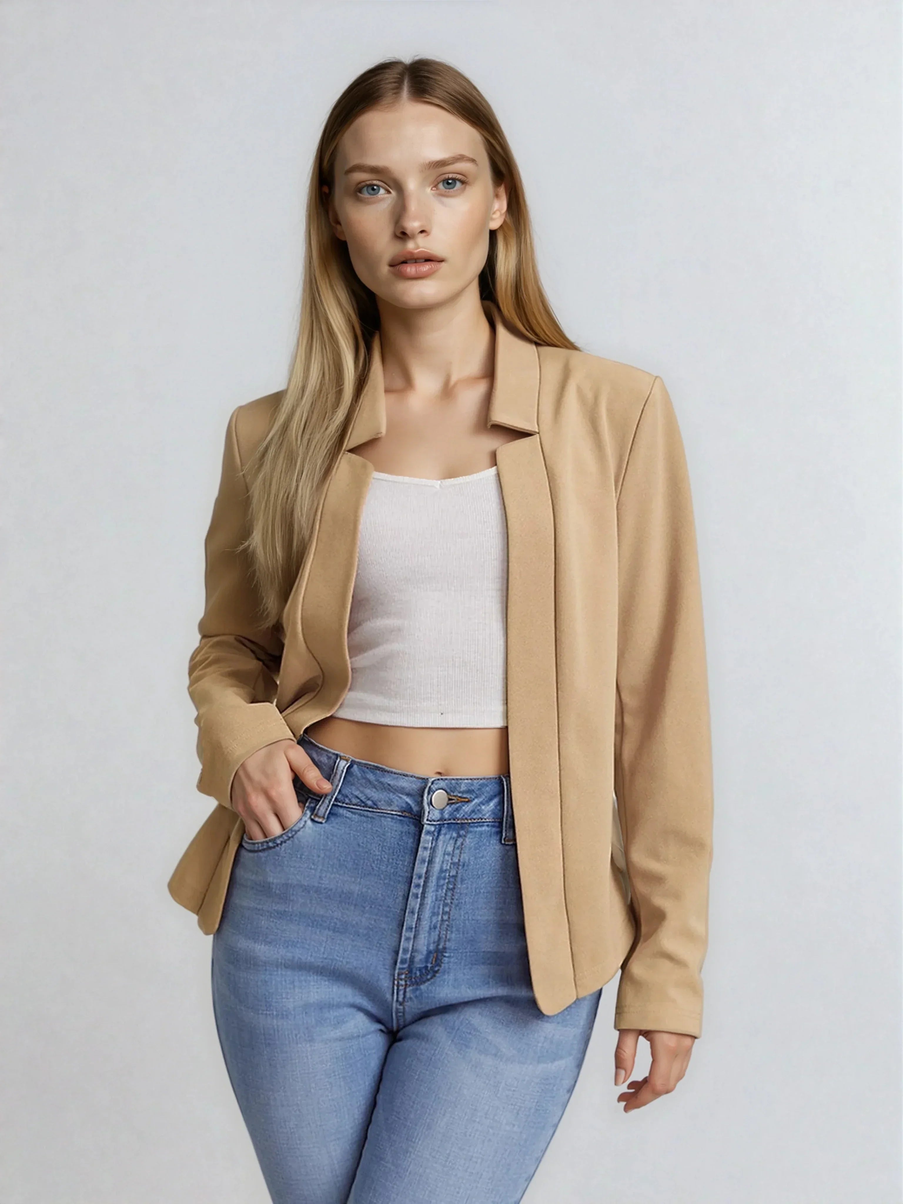 Lightweight Open Front Blazer For Office And Everyday Wear