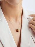 Geometric Tiger Eye Pendant Necklace Gold Plated 18K Luxury