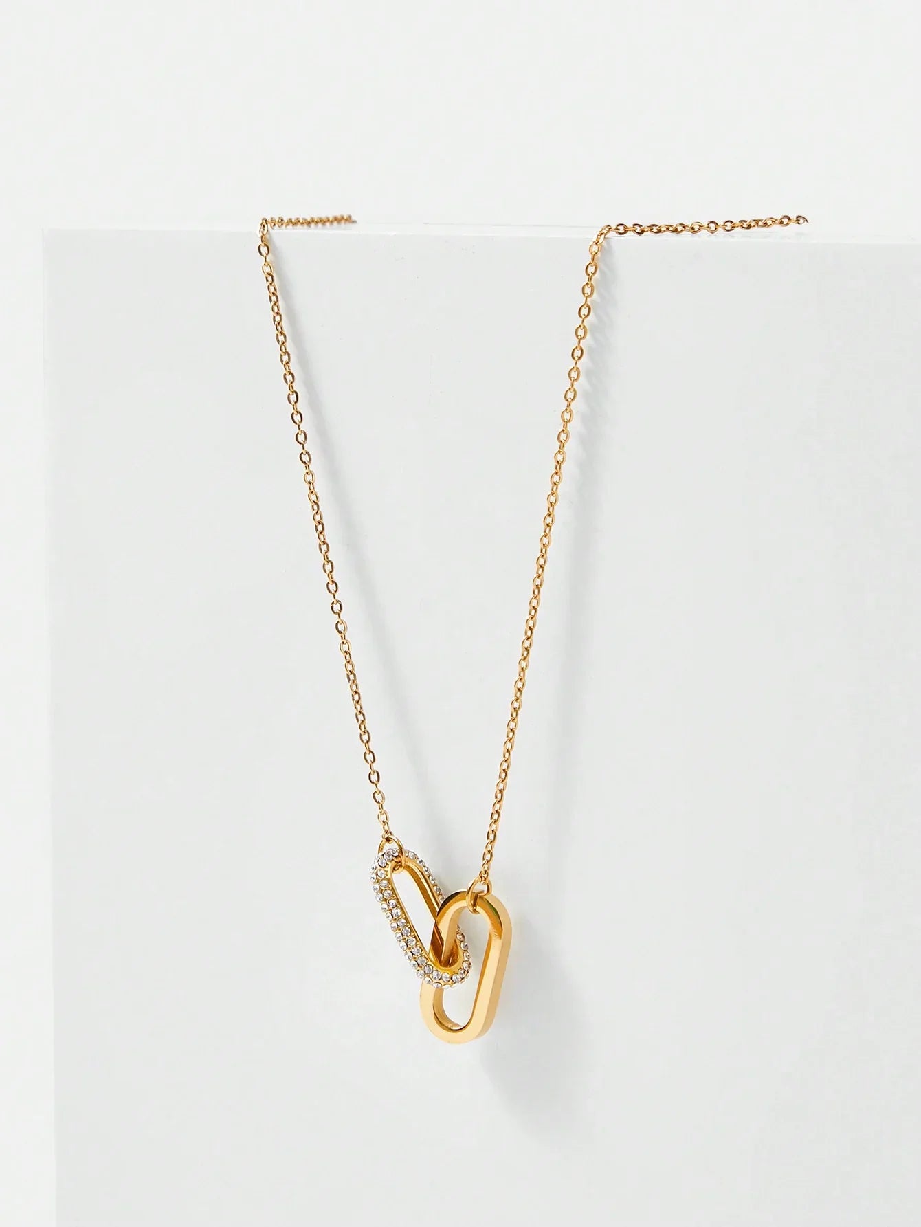 Gold Plated Cubic Zirconia Geometric Necklace Elegant Shine