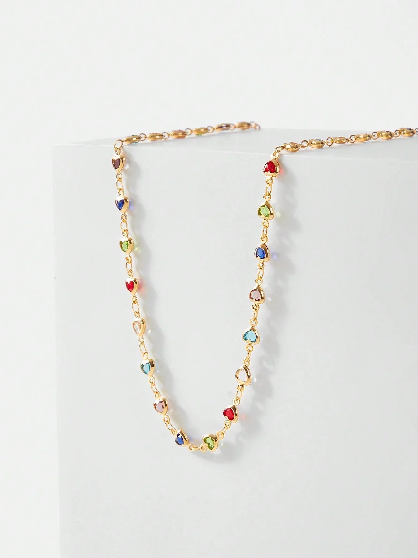 Sweet Heart Necklace Gold Plated Delicate Chain Sparkle