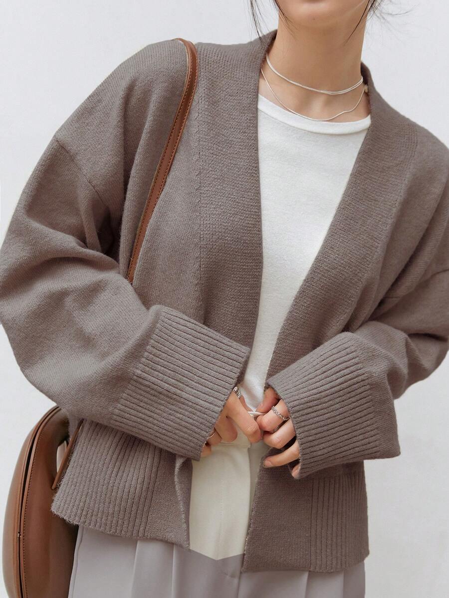 Apricot Belted Drop Shoulder Cardigan