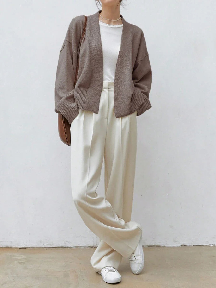 Apricot Belted Drop Shoulder Cardigan
