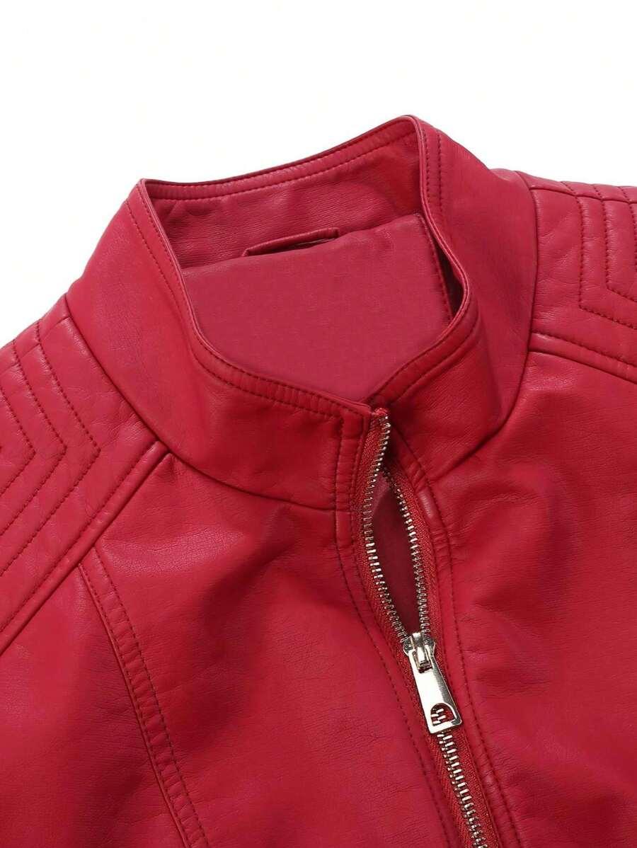 Faux Leather Biker Jacket Asymmetric Zip Chic Design