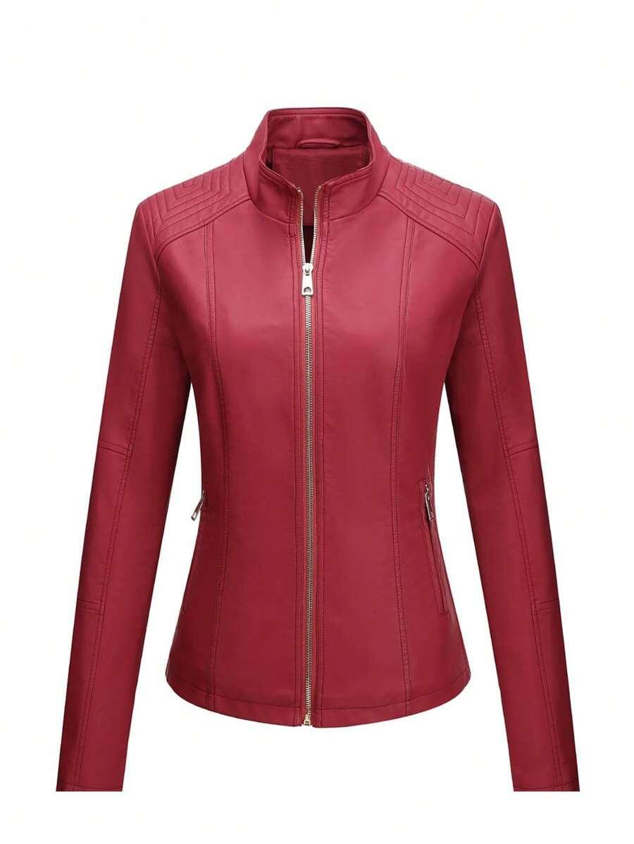 Faux Leather Biker Jacket Asymmetric Zip Chic Design
