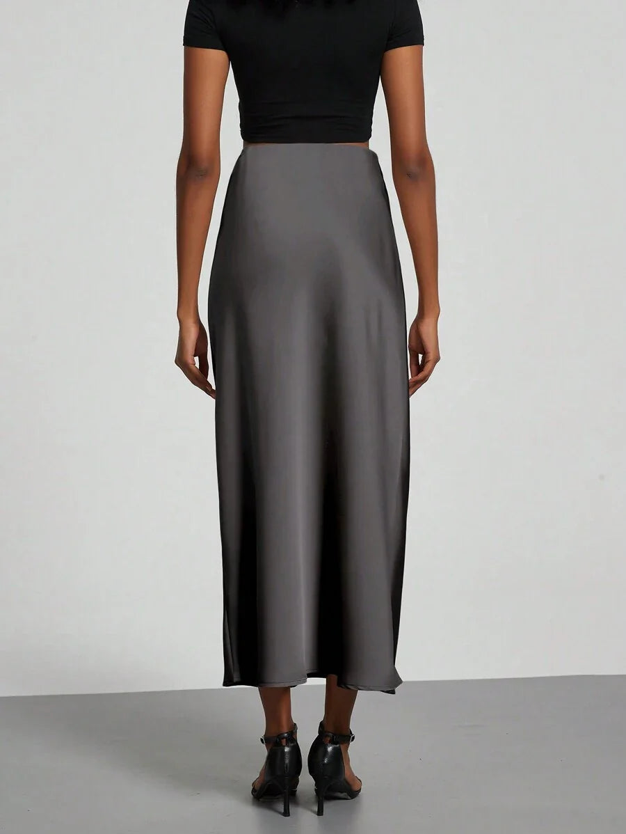 Elastic Satin Maxi Skirt