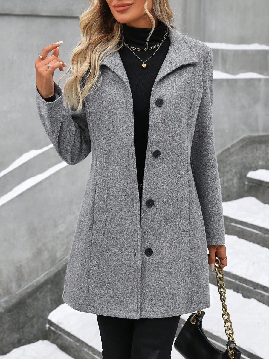 Casual Long Sleeve Belted Jacket For Daily Wear All Season