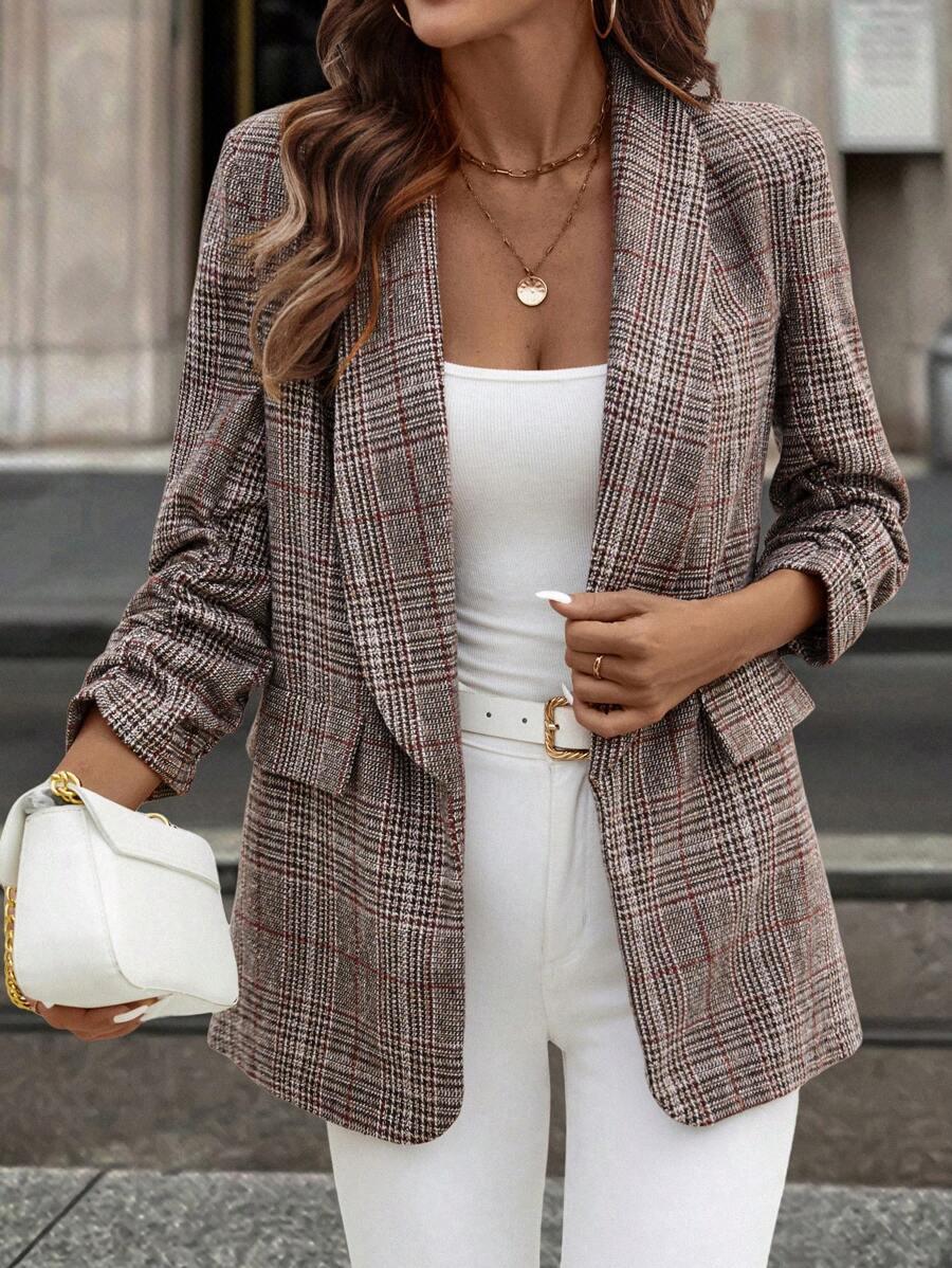 Shawl Collar Blazer Three Quarter Sleeve Unlined Chic