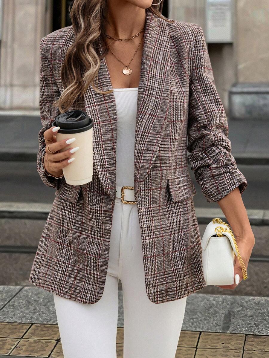 Shawl Collar Blazer Three Quarter Sleeve Unlined Chic