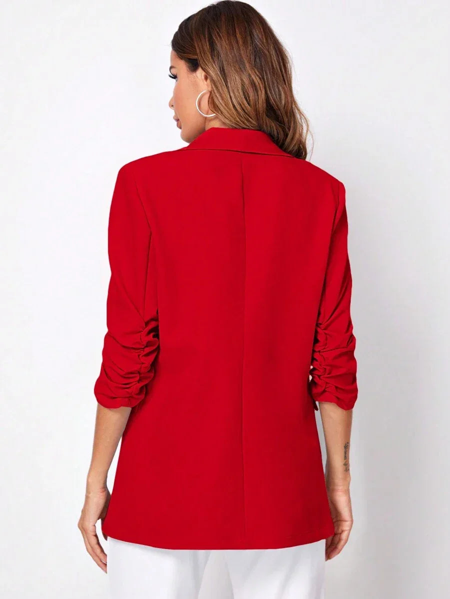 Shawl Collar Blazer Three Quarter Sleeve Unlined Chic