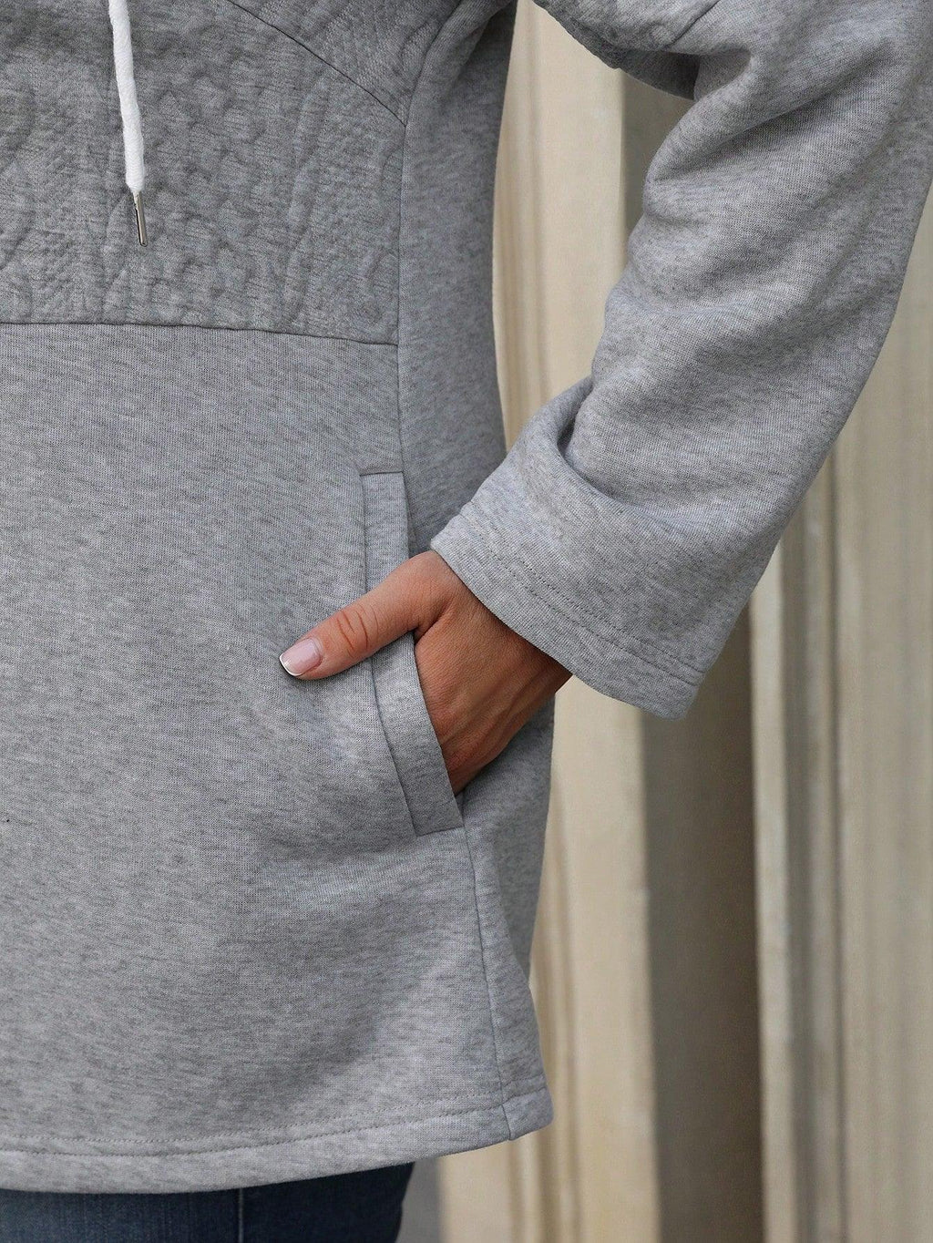 Hooded Zip Up Drawstring Coat For Casual Fall Winter Wear