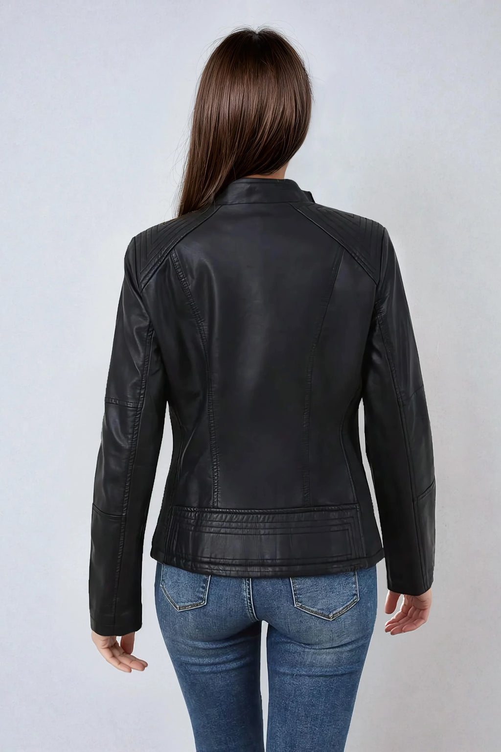 Faux Leather Biker Jacket Asymmetric Zip Chic Design