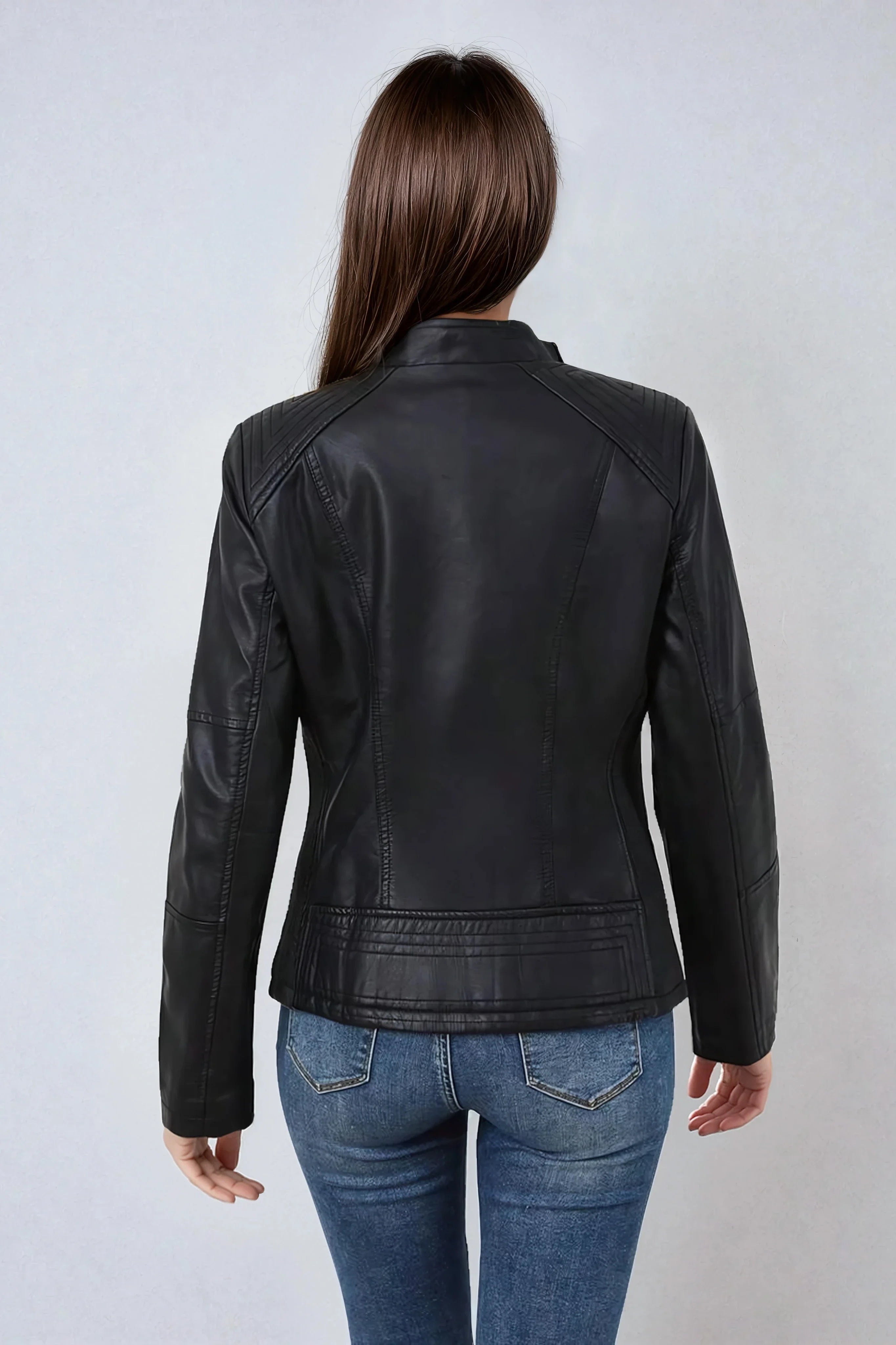 Faux Leather Biker Jacket Asymmetric Zip Chic Design