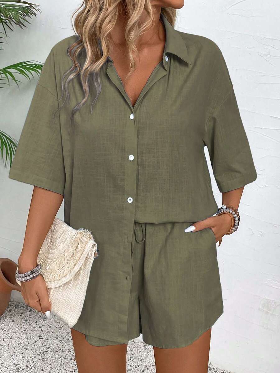 Knot Drawstring Casual Chic Matching Set