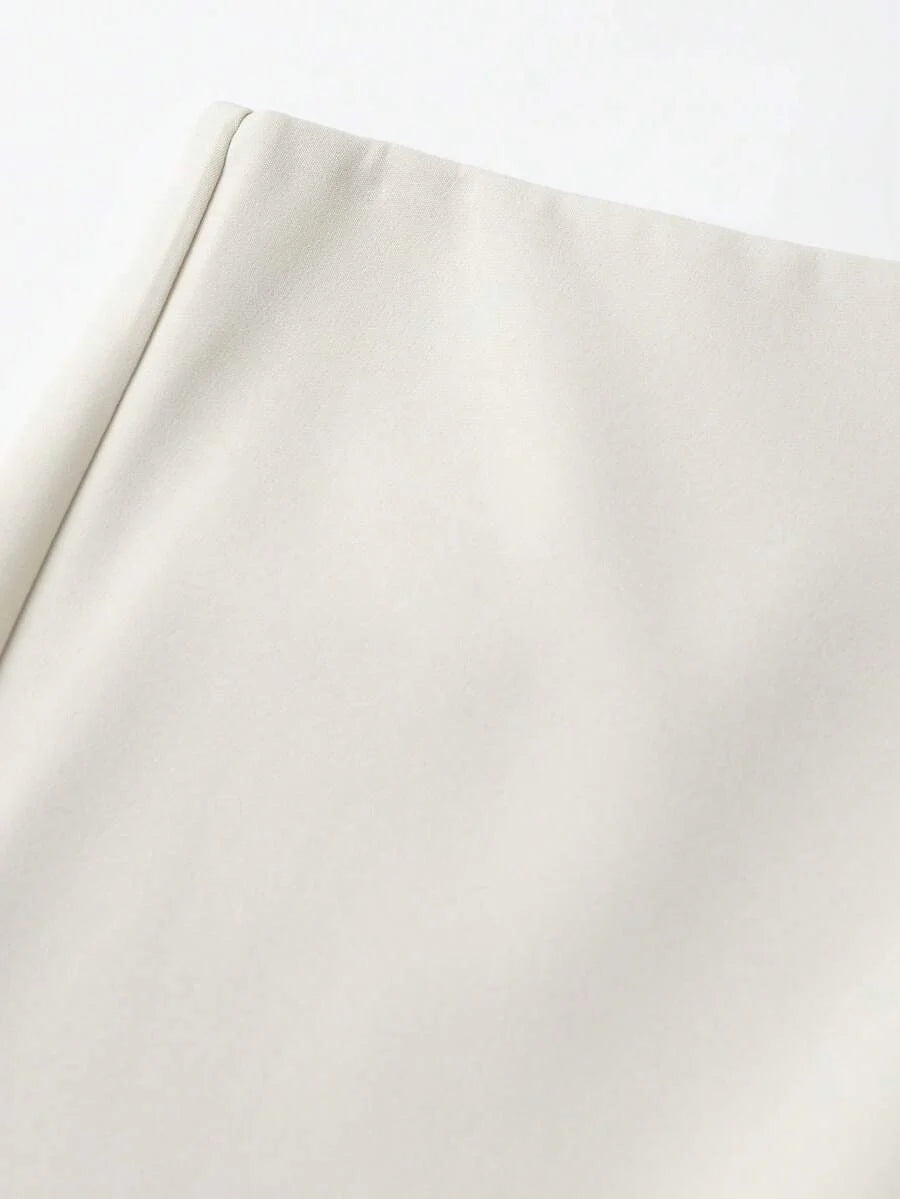 Asymmetric Skort For Casual Everyday Wear With Zipper Fly Faux Pockets And Travel Ready Comfort
