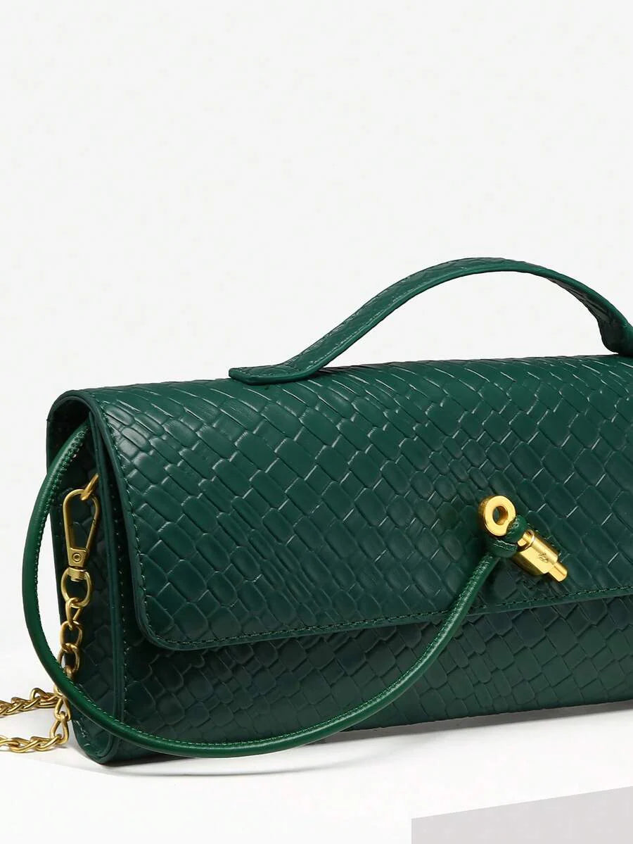 Woven Texture Kisslock Clutch Evening Bag