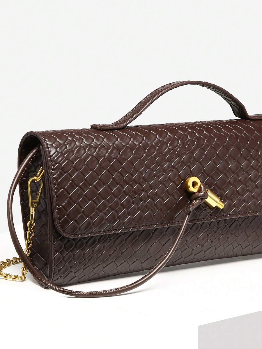 Woven Texture Kisslock Clutch Evening Bag