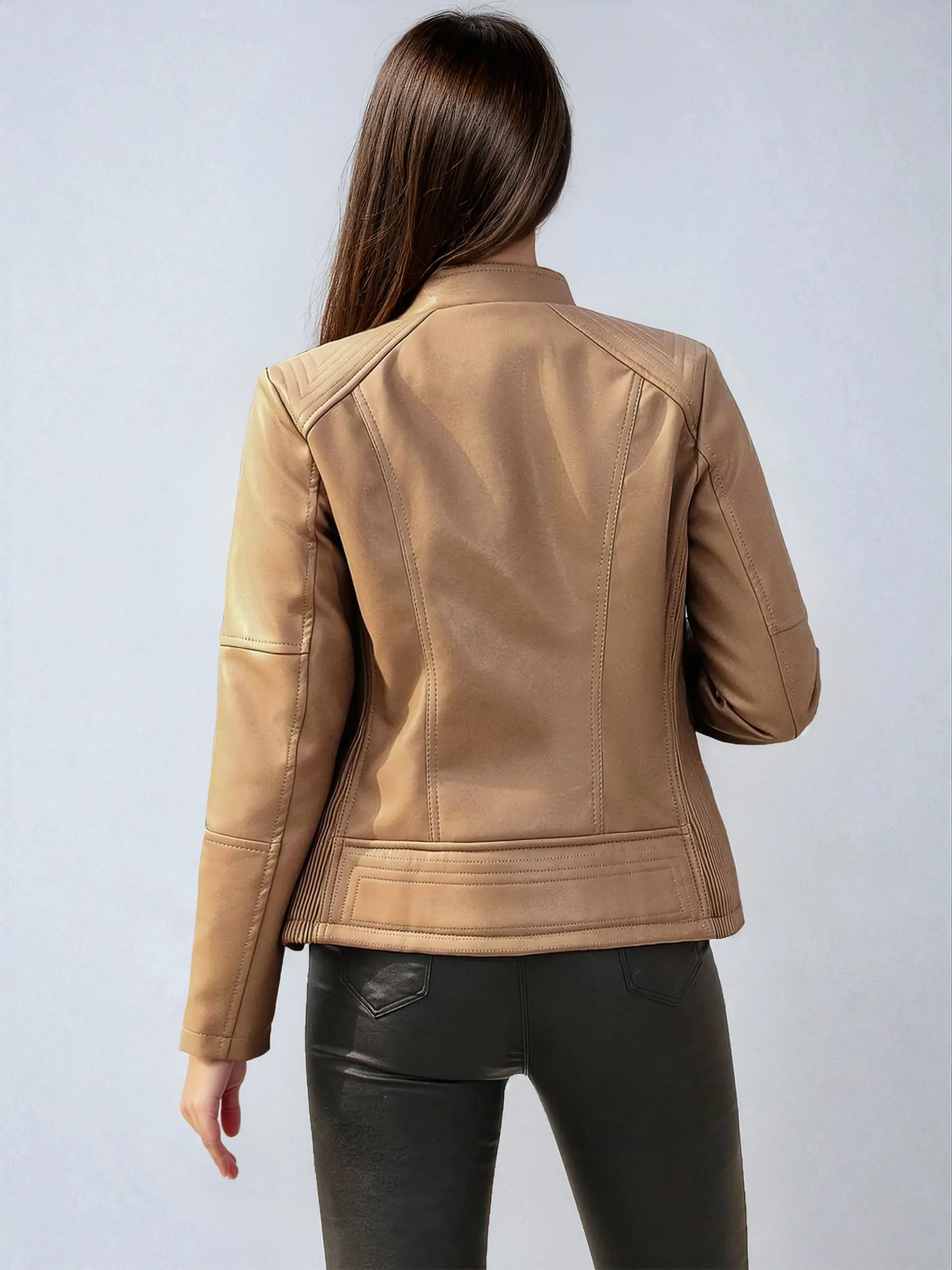 Faux Leather Biker Jacket Asymmetric Zip Chic Design