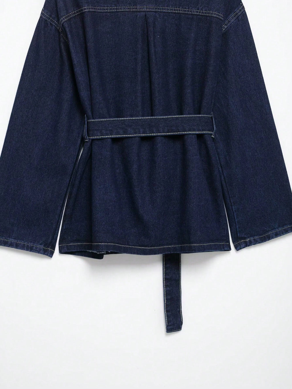 Retro Belted Denim Collar Jacket