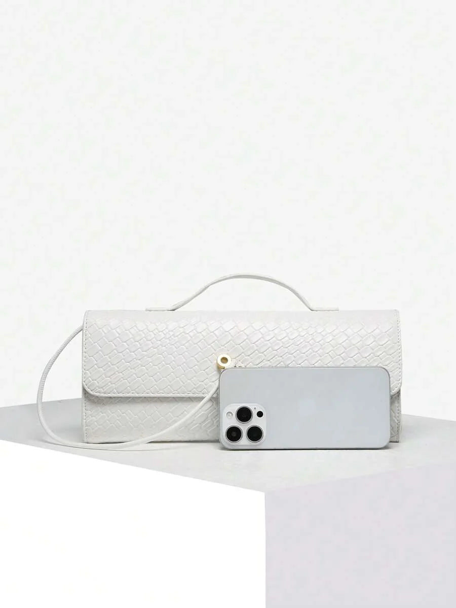 Woven Texture Kisslock Clutch Evening Bag