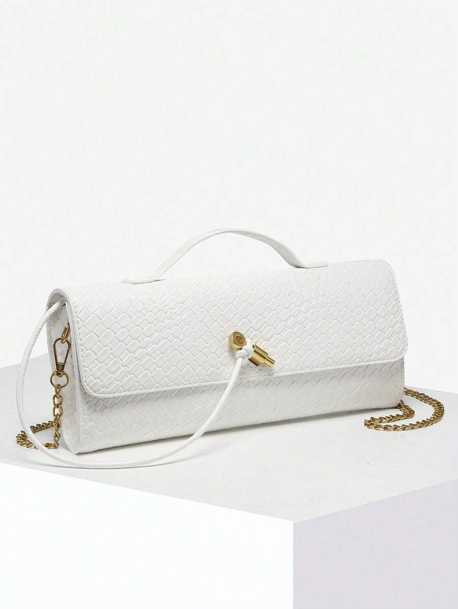 Woven Texture Kisslock Clutch Evening Bag