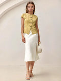 A Line Skort With Side Slit Midi Length Elegant Design