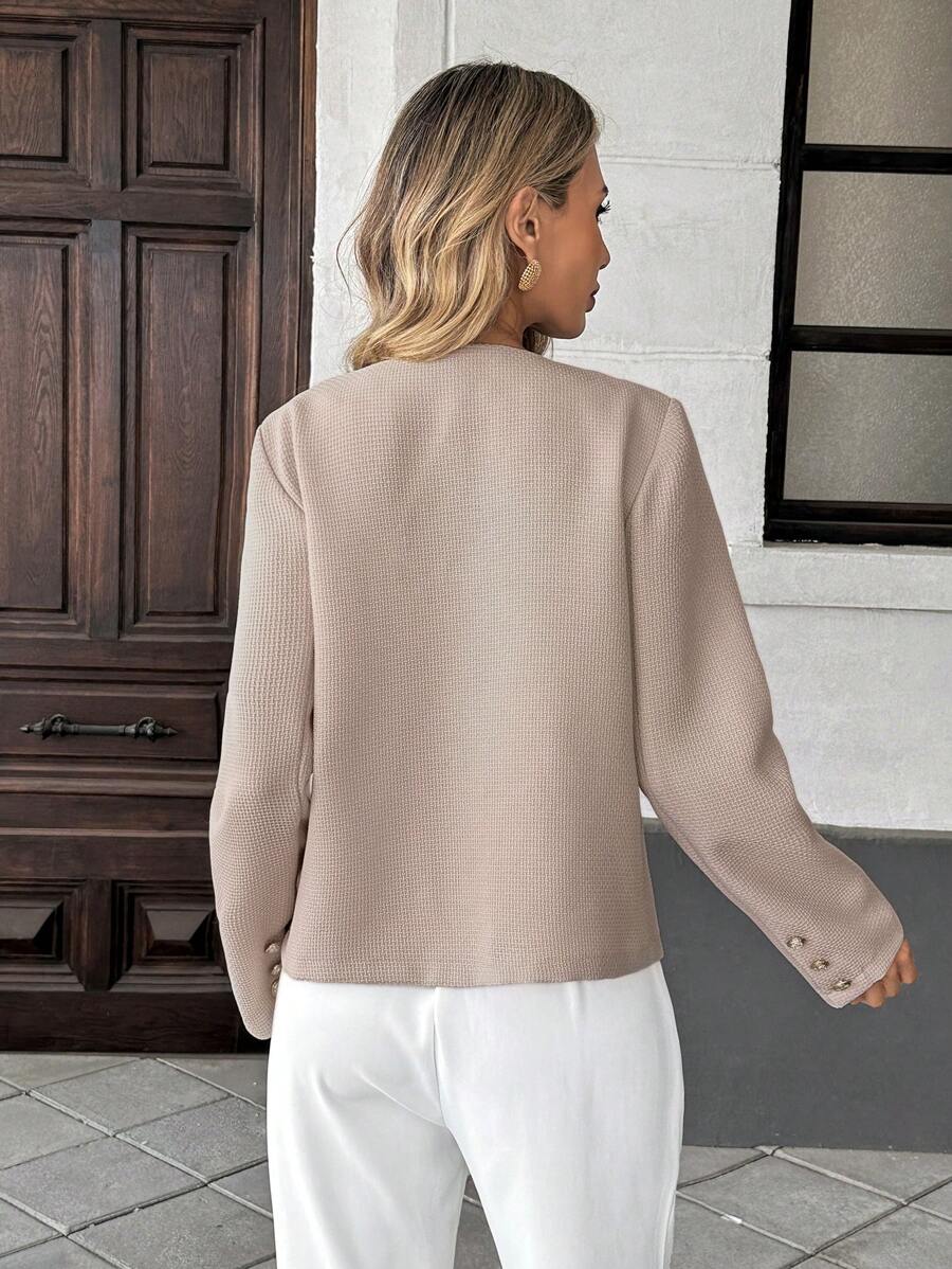 Round Neck Long Sleeve Jacket for Women Regular Fit Casual Outerwear Spring Summer