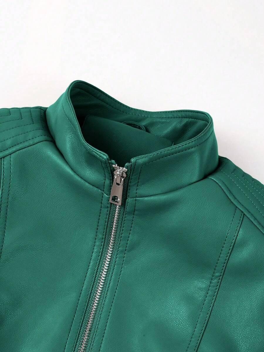 Faux Leather Biker Jacket Asymmetric Zip Chic Design
