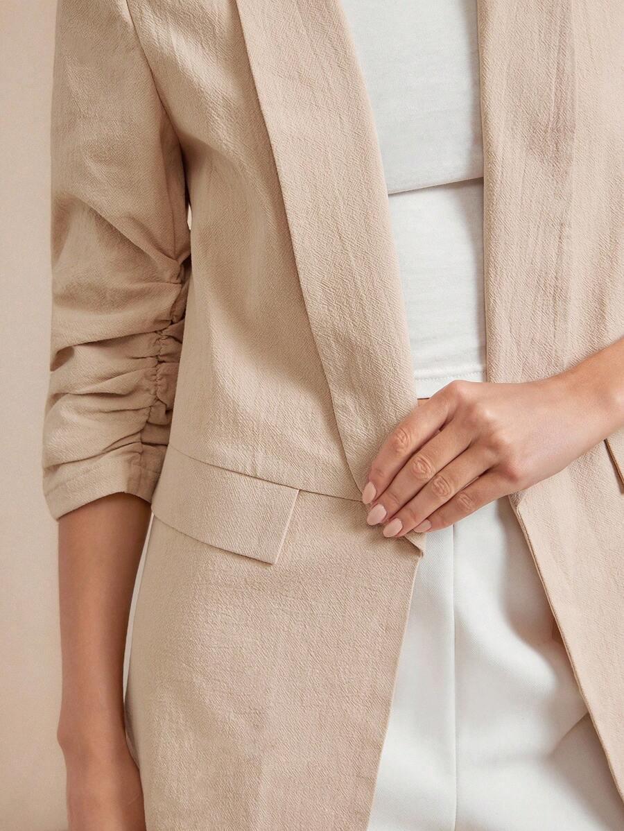 Shawl Collar Blazer Three Quarter Sleeve Unlined Chic