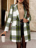 Timeless Plaid Wool Coat Turndown Collar Double Breasted