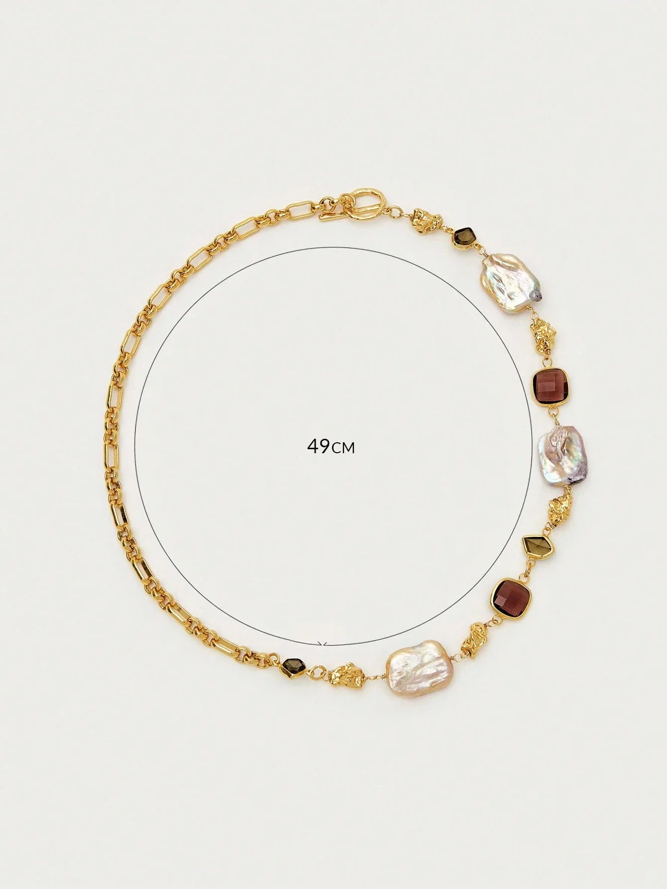 Asymmetrical Faux Pearl Necklace With Gold Finish Glam