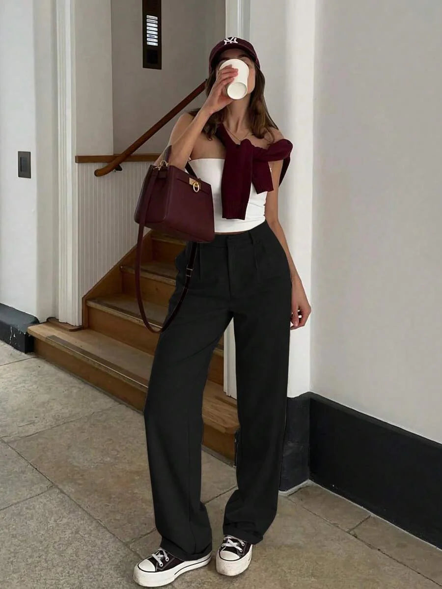 Vintage Glam High Waist Loose Pants