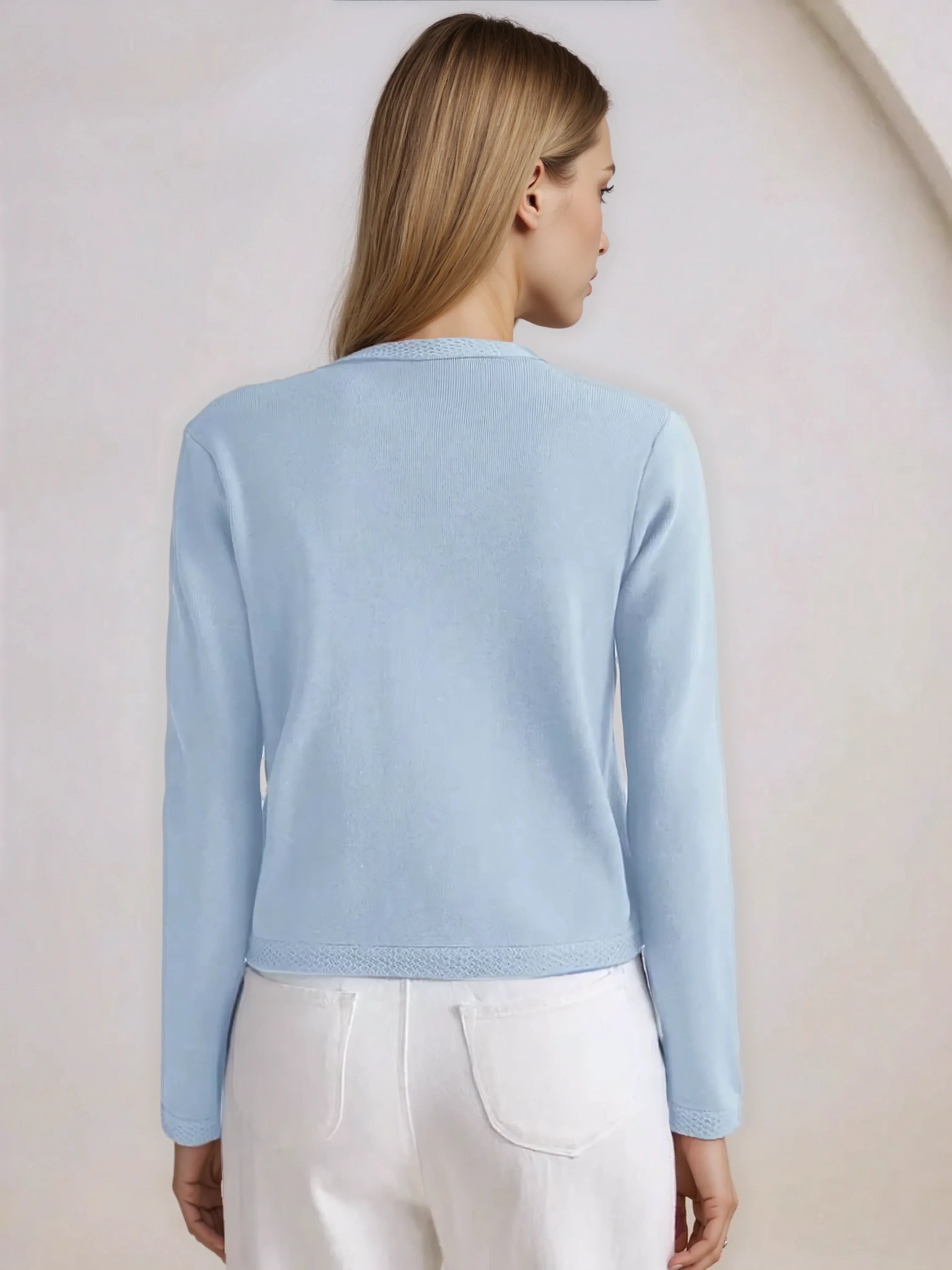 Knit Cardigan With Button Front For Workwear Comfort