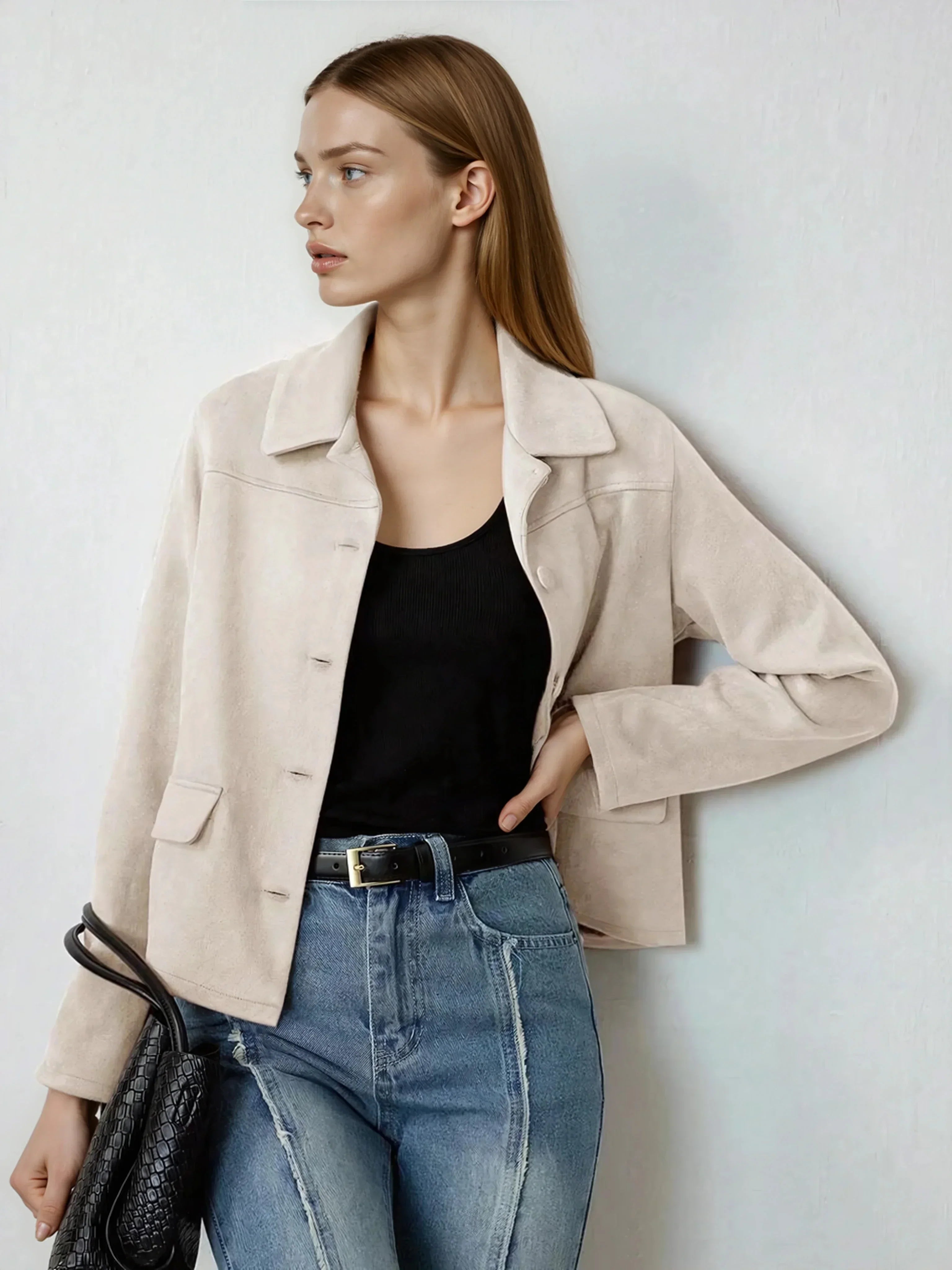 Blazer With Vintage Coin Design For Minimalist Officewear