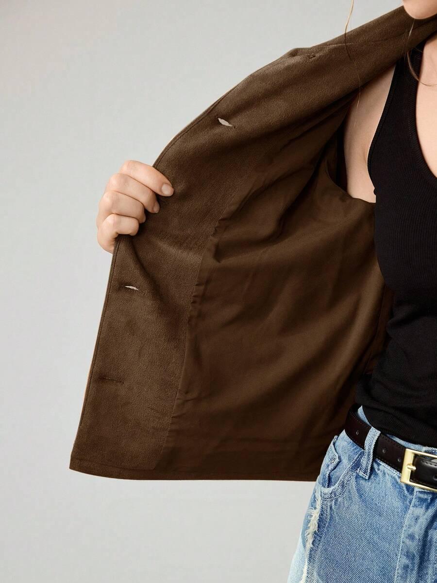 Blazer With Vintage Coin Design For Minimalist Officewear
