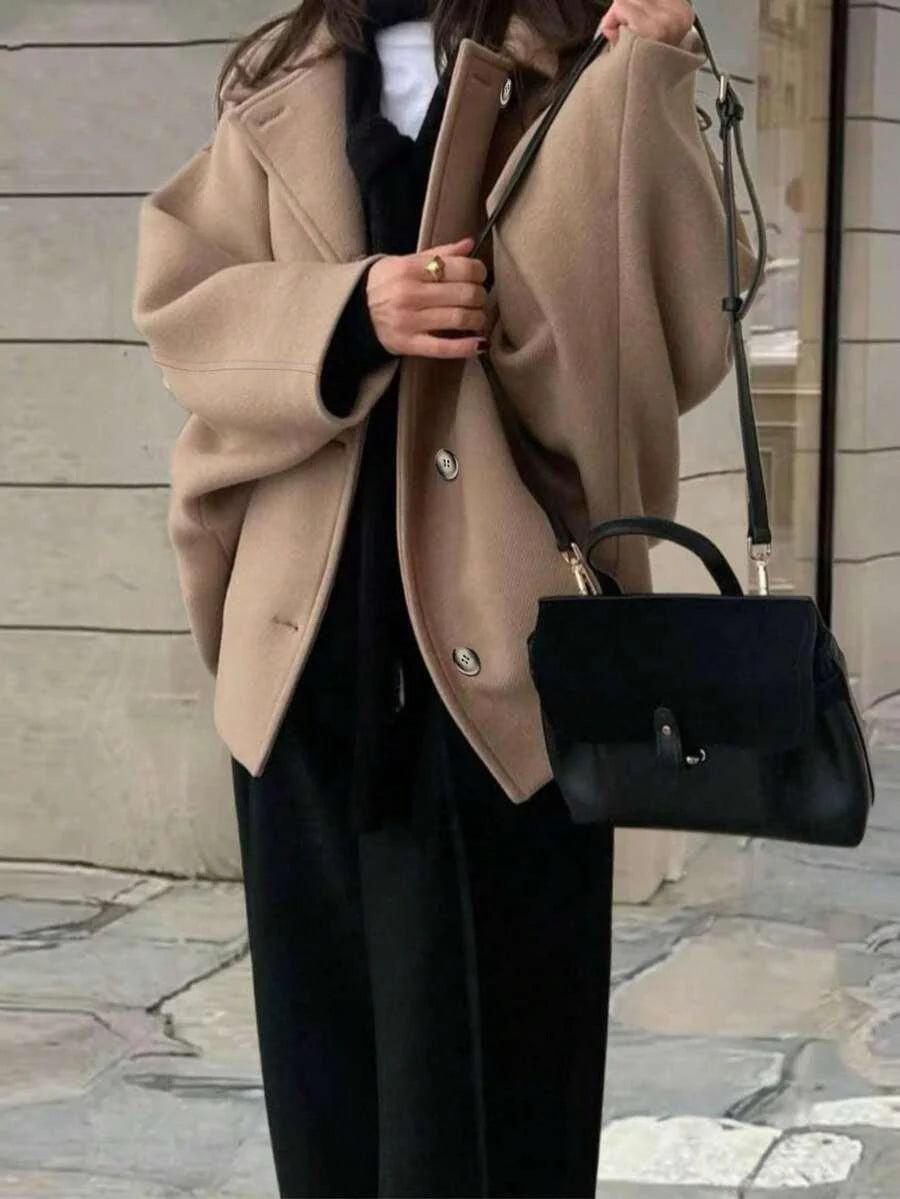 Elegant Wool Coat With Pocket Front Button Timeless Style