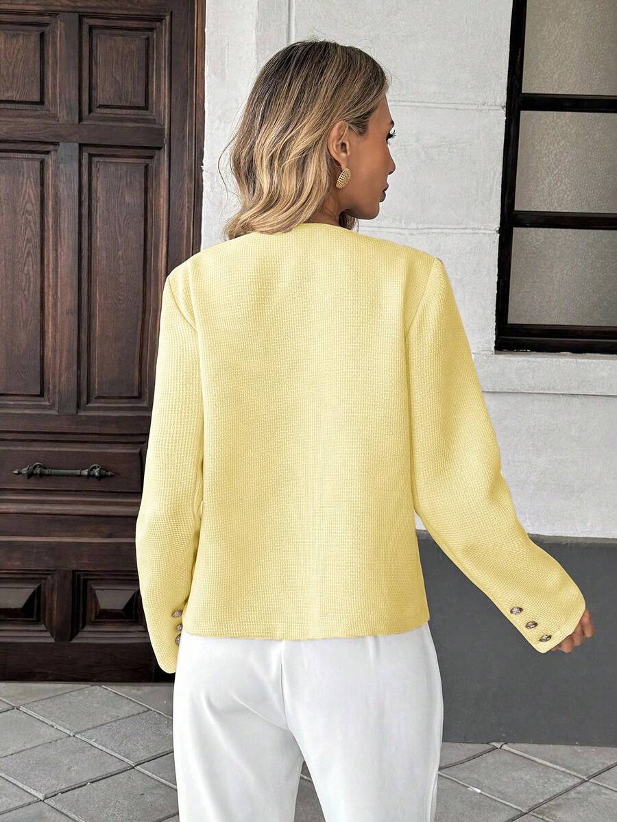 Round Neck Long Sleeve Jacket for Women Regular Fit Casual Outerwear Spring Summer