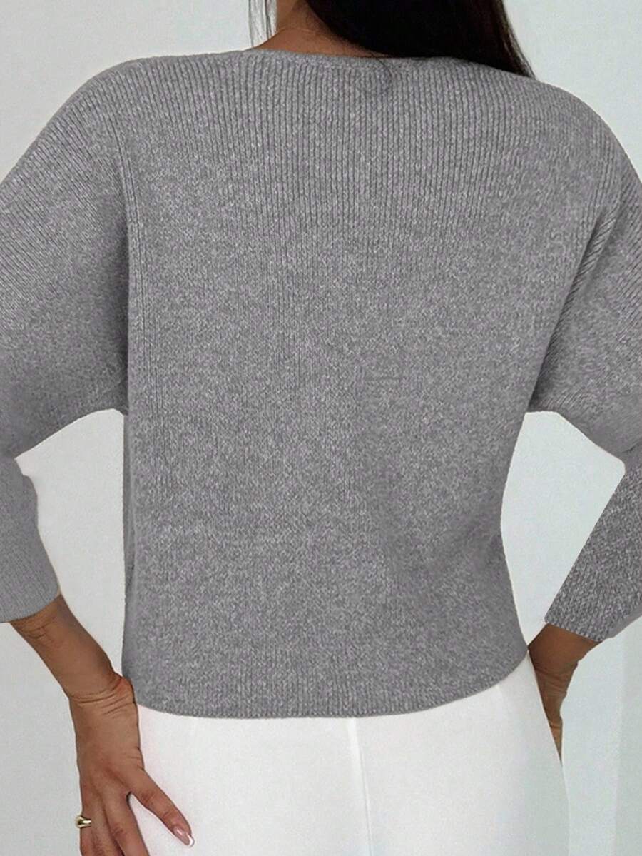 V Neck Long Sleeve Button Front Knit Cardigan