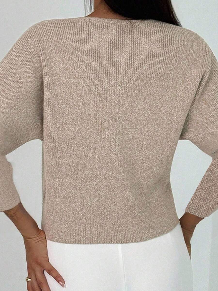 V Neck Long Sleeve Button Front Knit Cardigan