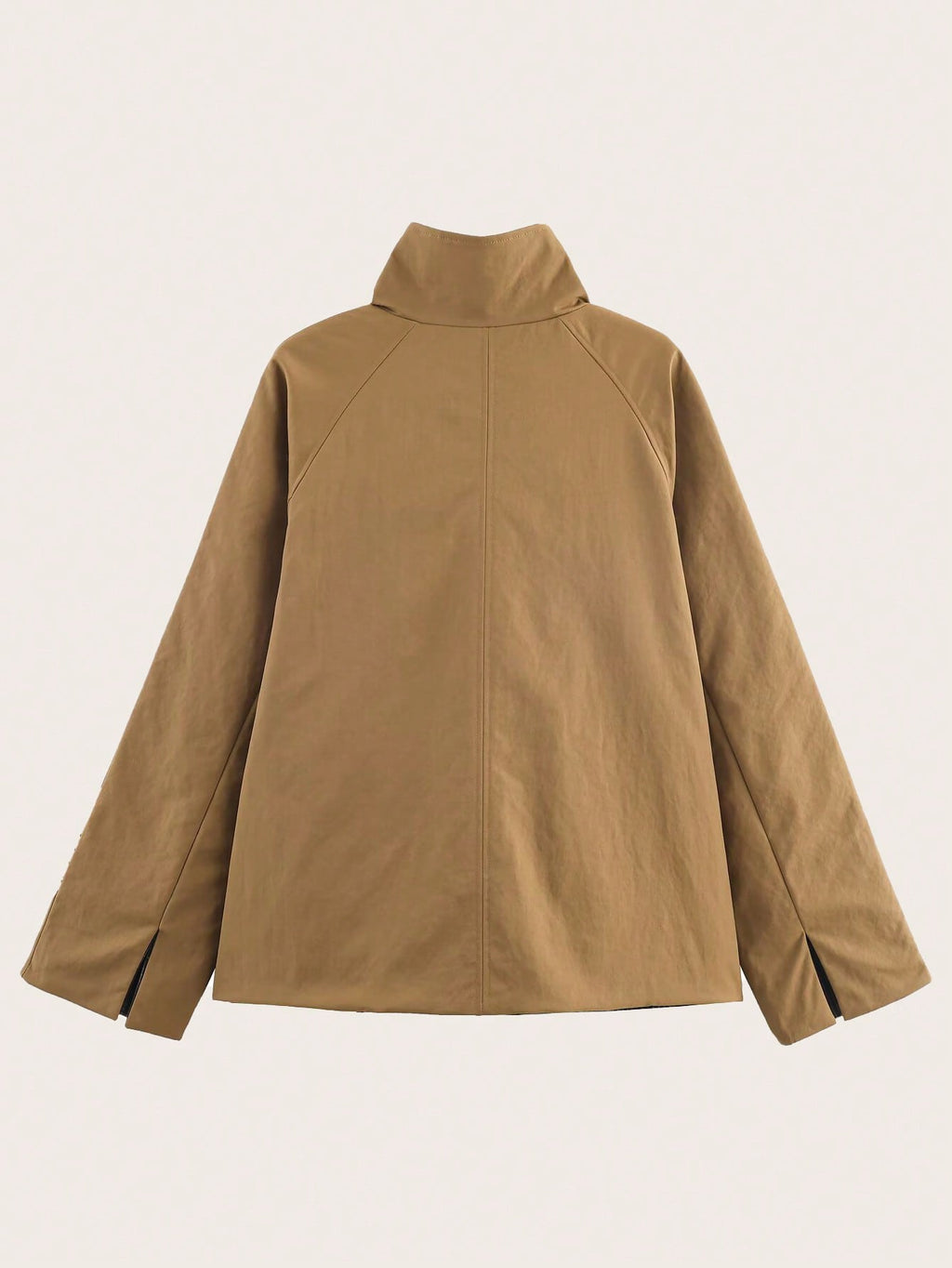 Geometric Reversible Trench Coat With Funnel Neck Casual Long Sleeve Spring And Autumn