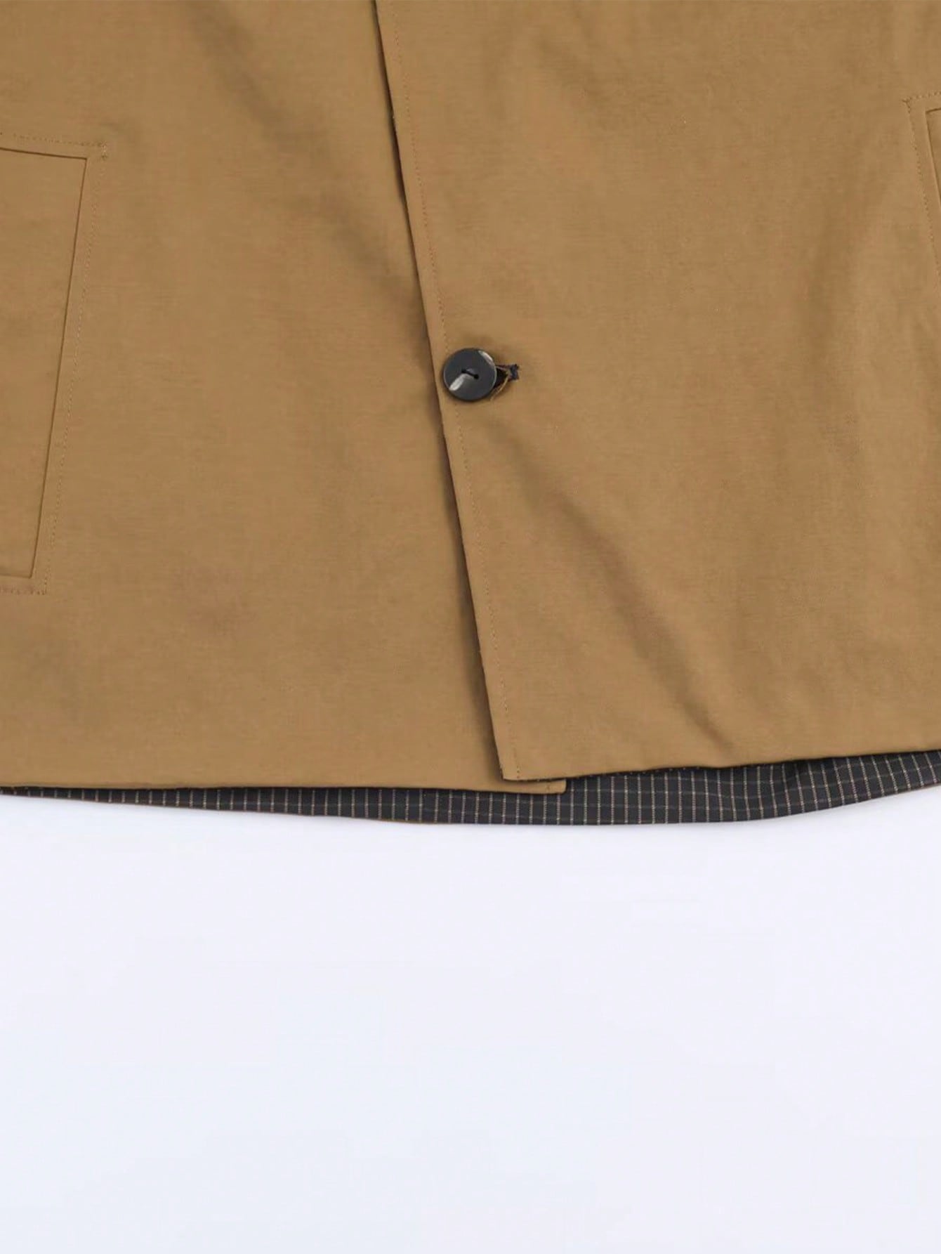 Geometric Reversible Trench Coat With Funnel Neck Casual Long Sleeve Spring And Autumn