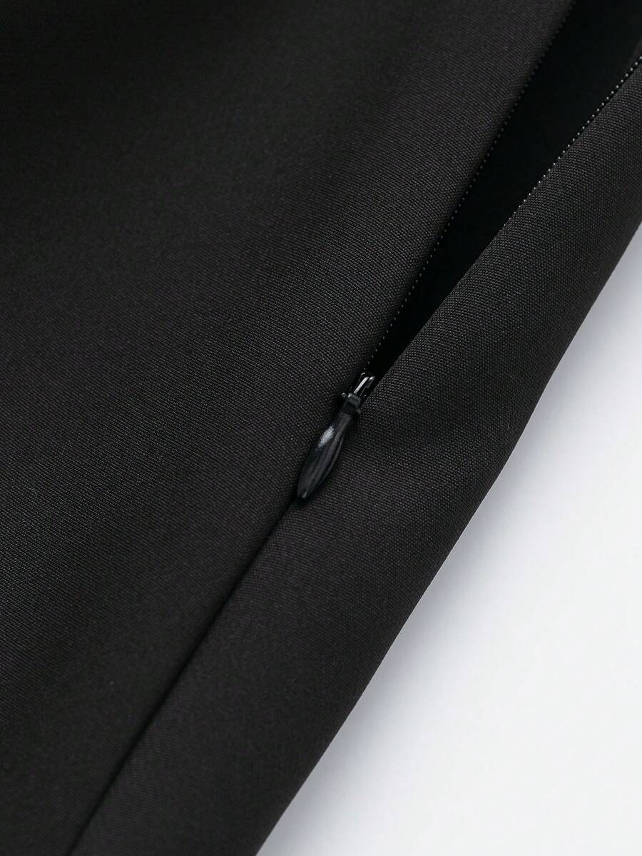 Zipper Waist Belted Midi Skort