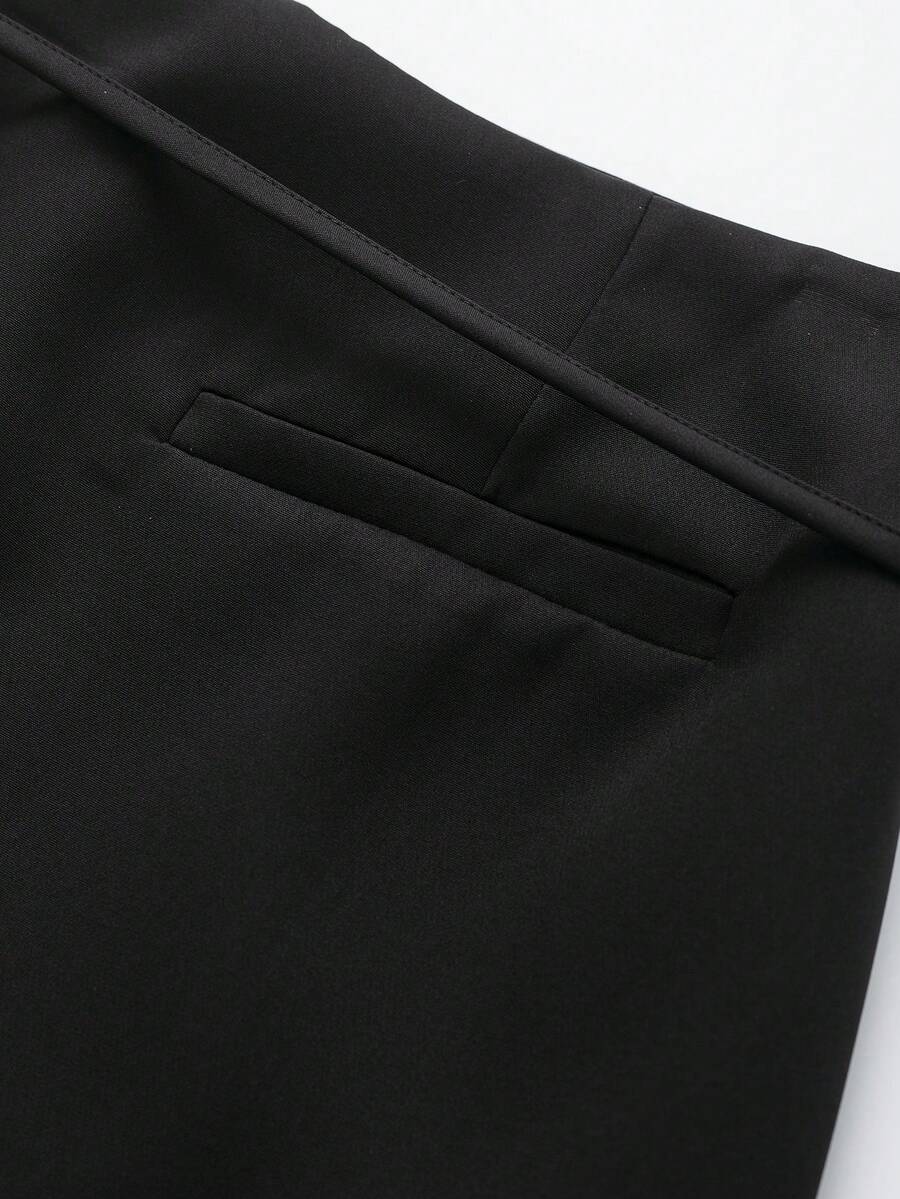 Zipper Waist Belted Midi Skort
