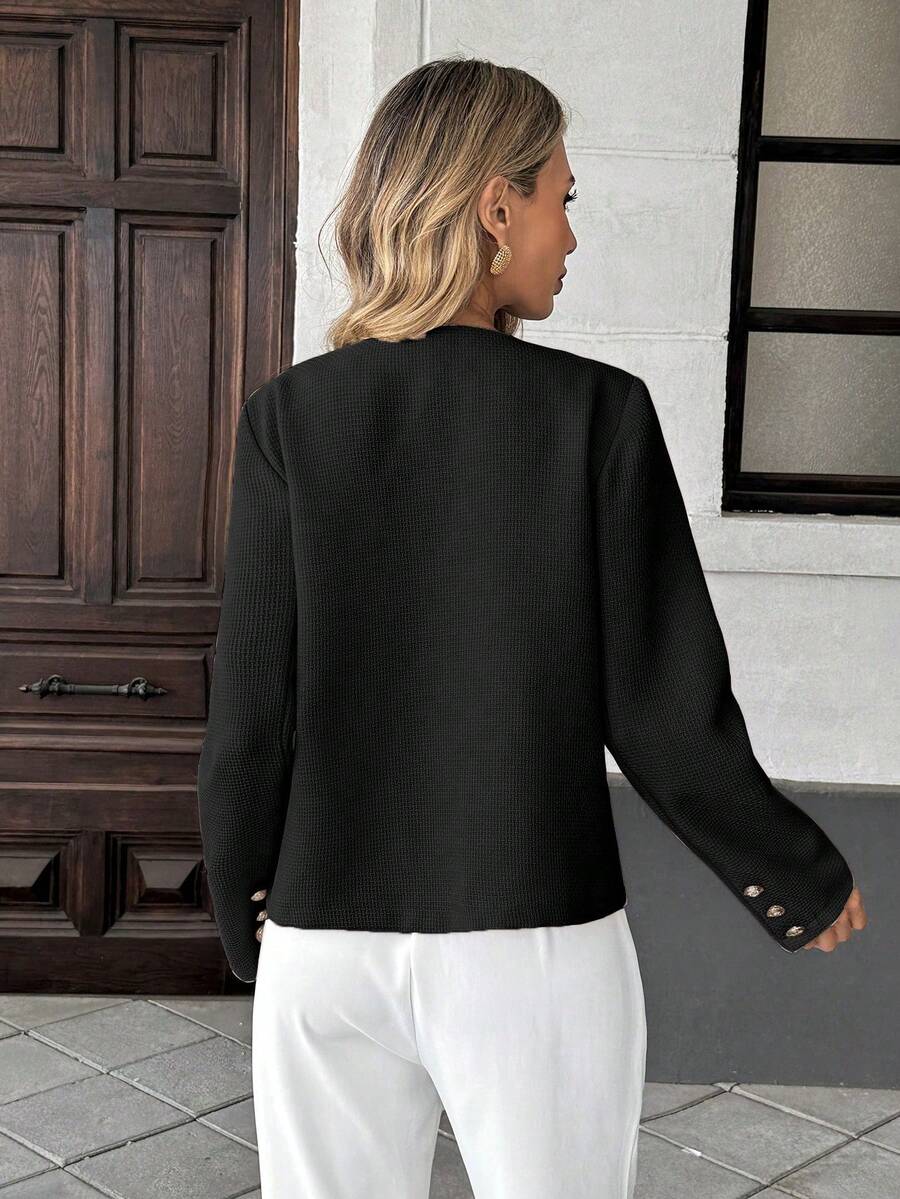 Round Neck Long Sleeve Jacket for Women Regular Fit Casual Outerwear Spring Summer
