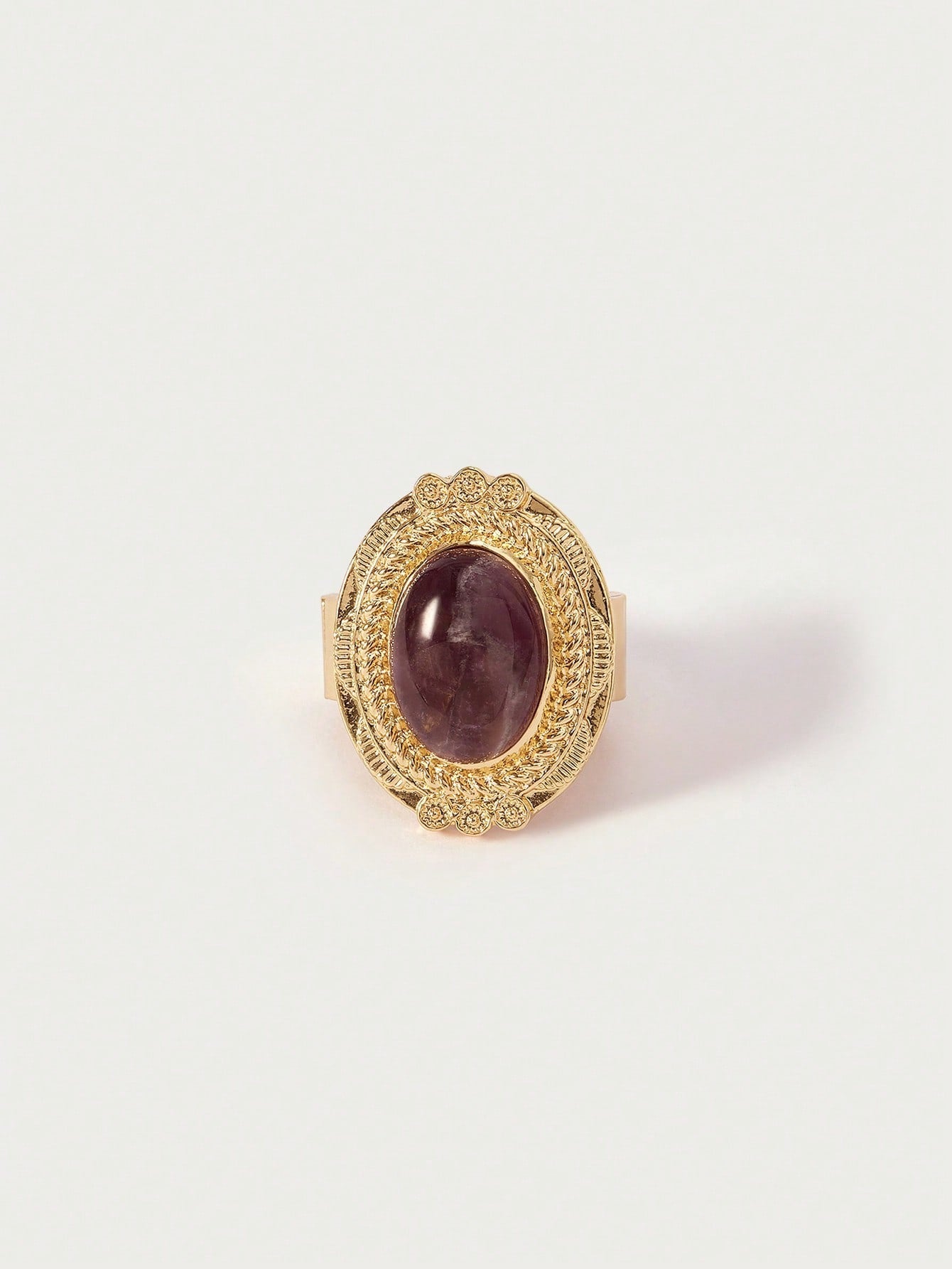 Vintage Gold Gemstone Single Ring For Women Casual Everyday Wear Old Money Charm Jewelry
