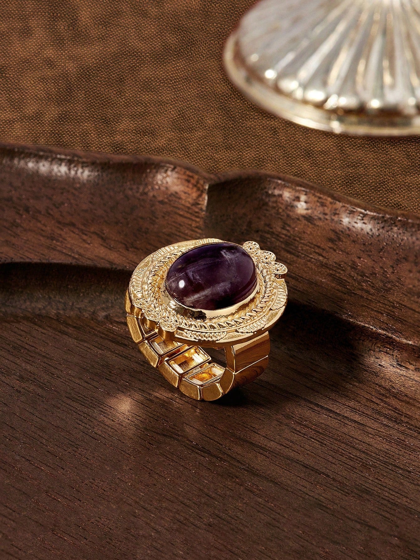 Vintage Gold Gemstone Single Ring For Women Casual Everyday Wear Old Money Charm Jewelry