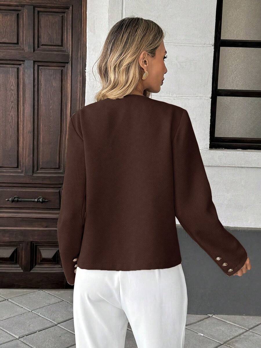 Round Neck Long Sleeve Jacket for Women Regular Fit Casual Outerwear Spring Summer