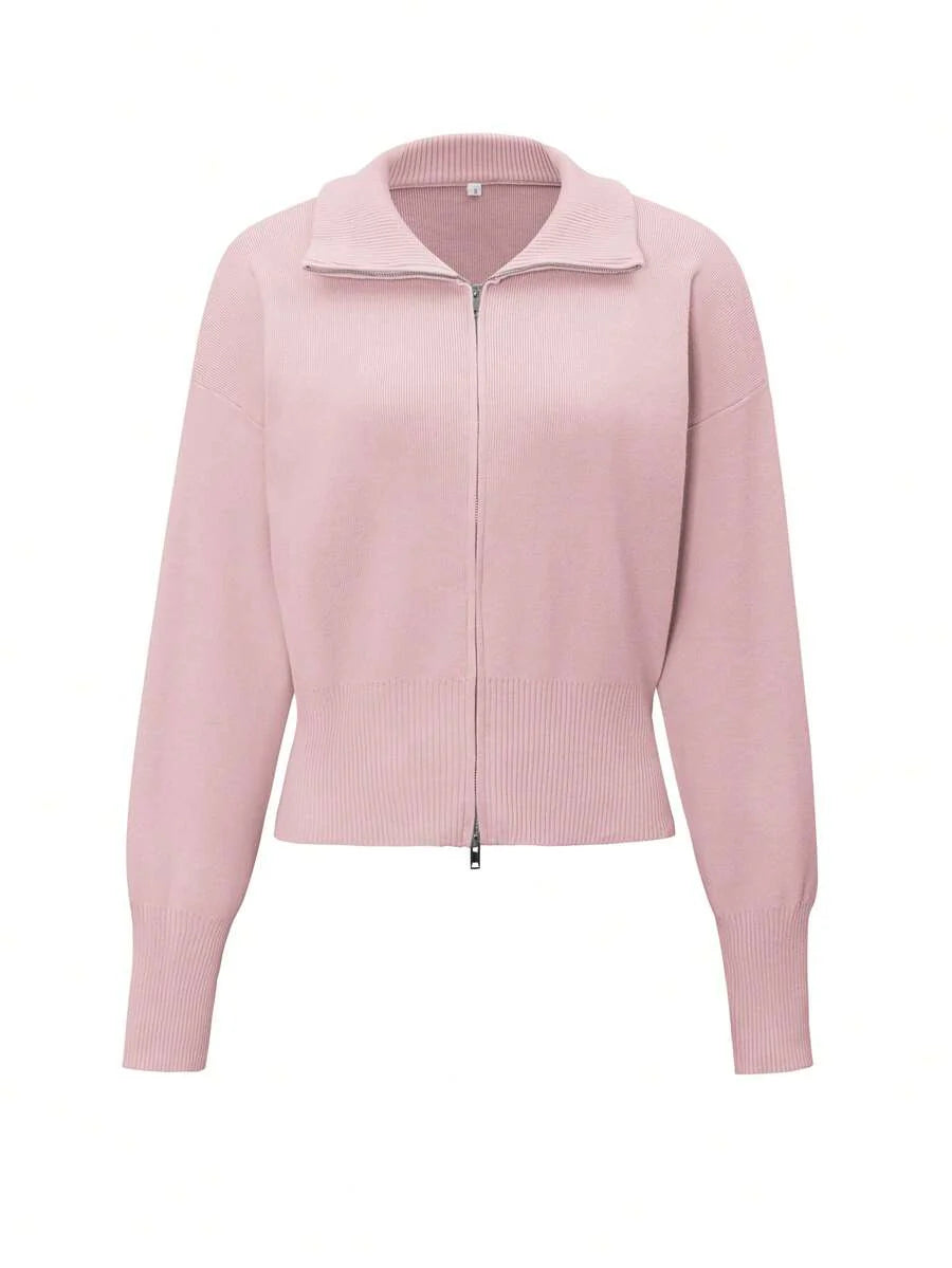 Winter Hooded Zip Up Cardigan For Women With Double Zipper Long Sleeve Casual Office Daily Wear