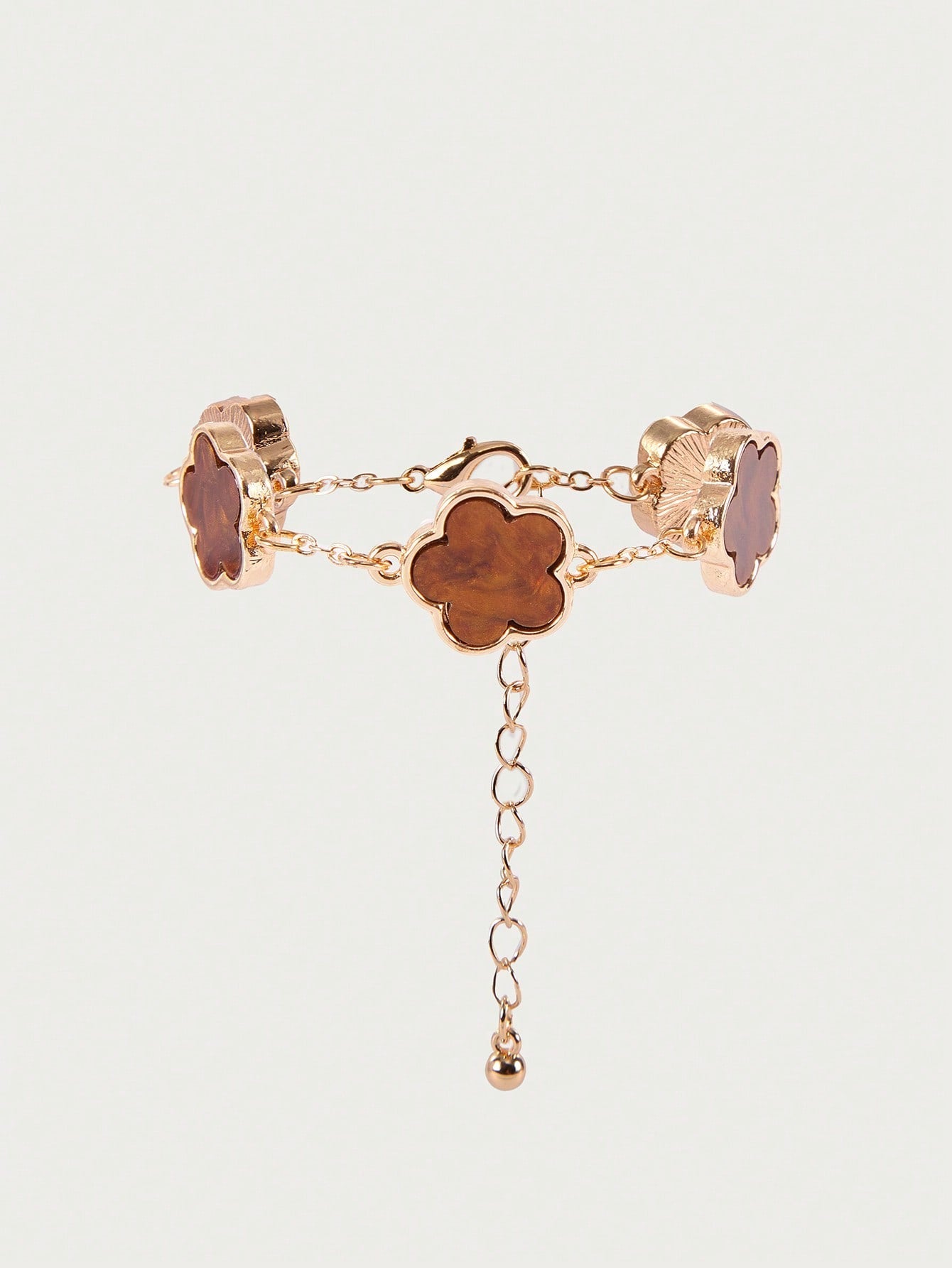 Five Leaf Clover Grace Dual Bracelet Set In White And Brown