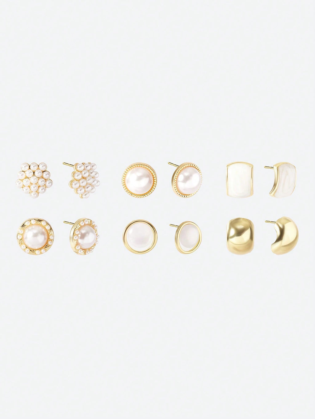 Pearl Cat Eye Rhinestone Earrings Set